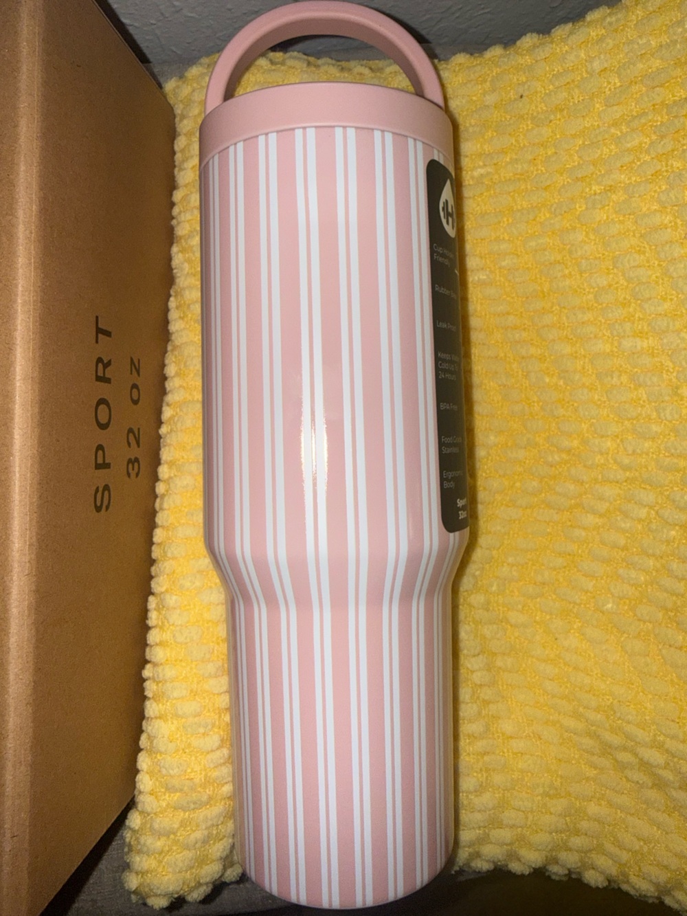 HydroJug Pink and White Striped Water Bottle